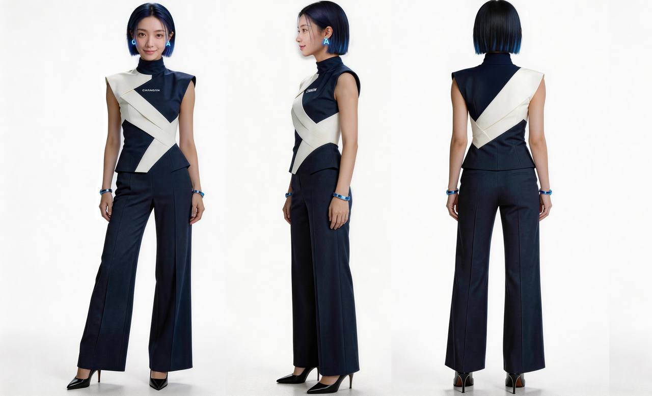服装源图 · 全身三视图