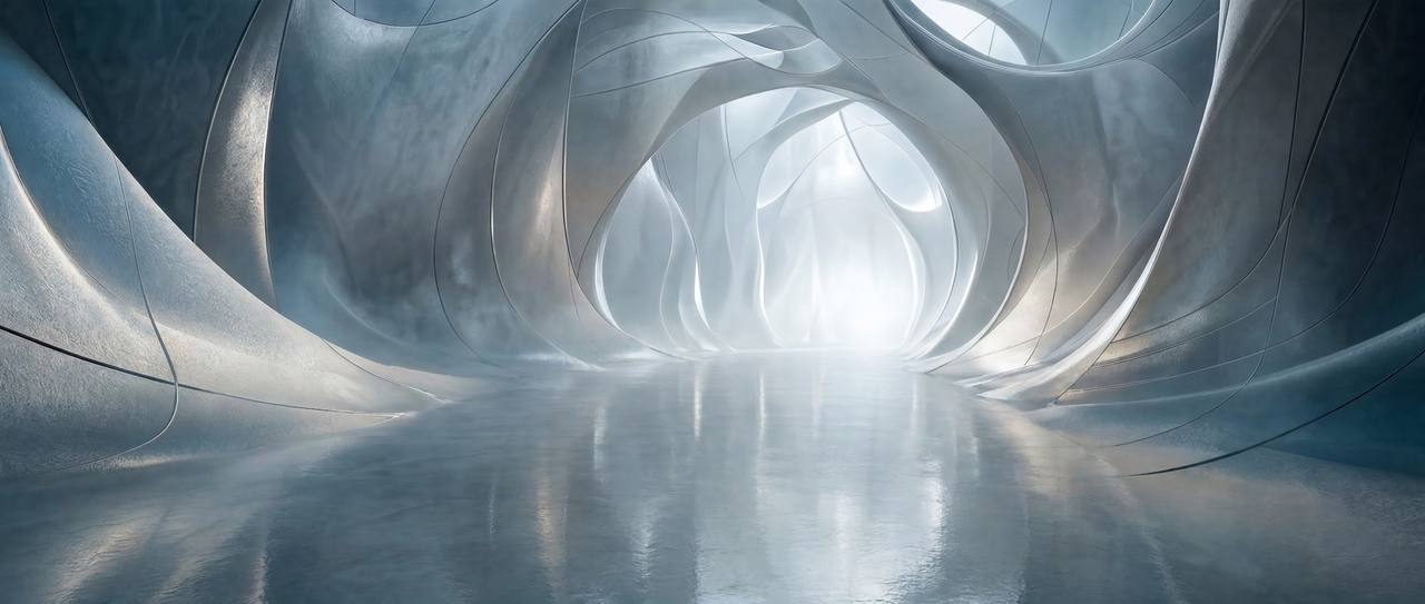 管状虚拟空间空镜：中轴、曲面和反光的环境方向。