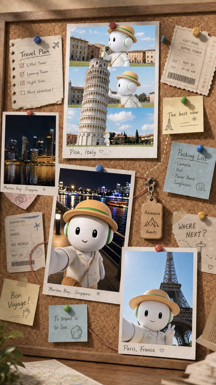 旅行照片板工作布局 · 图片与成片有差异