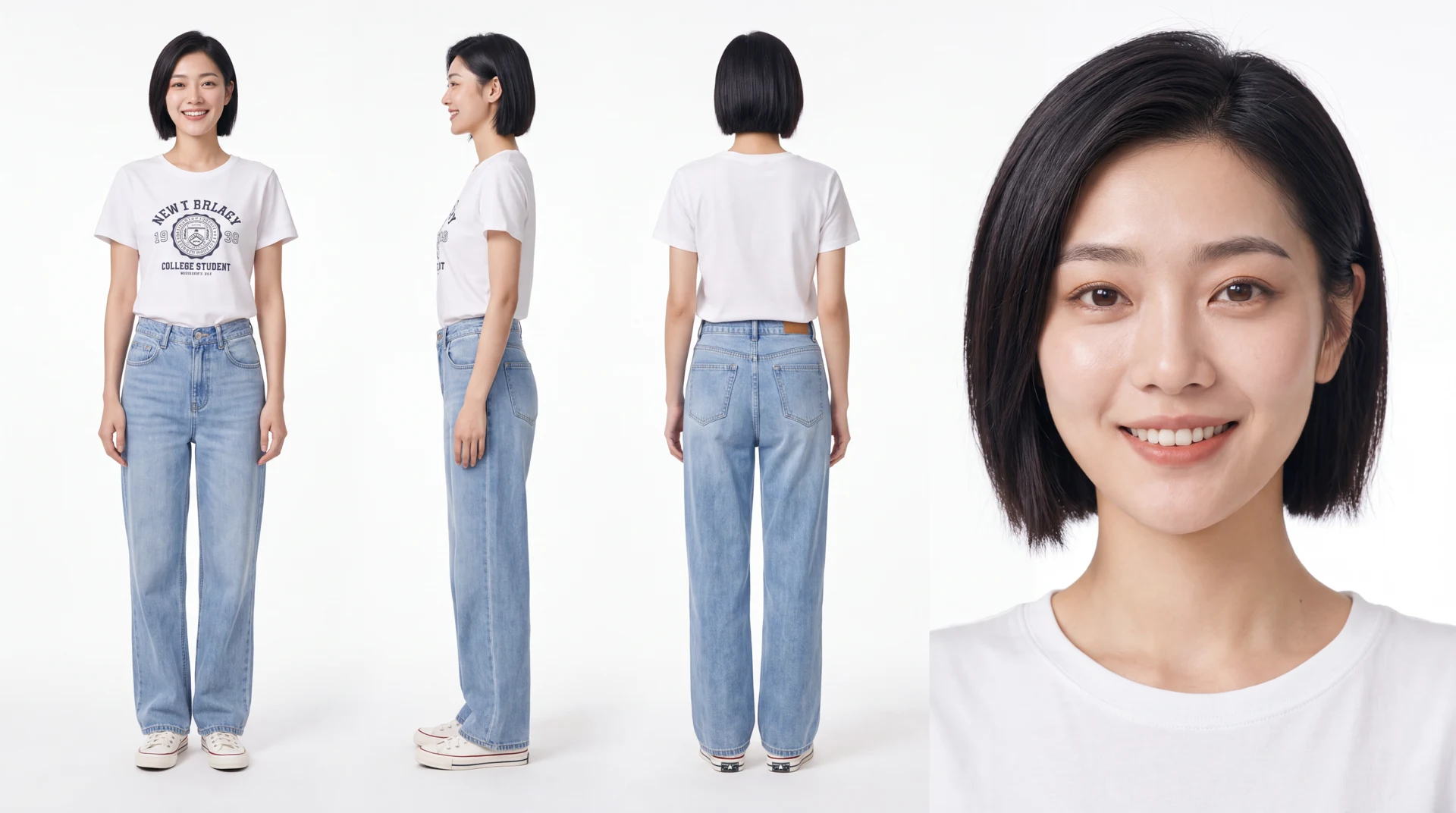 角色参考存档 · 正面、侧面、背面与面部细节